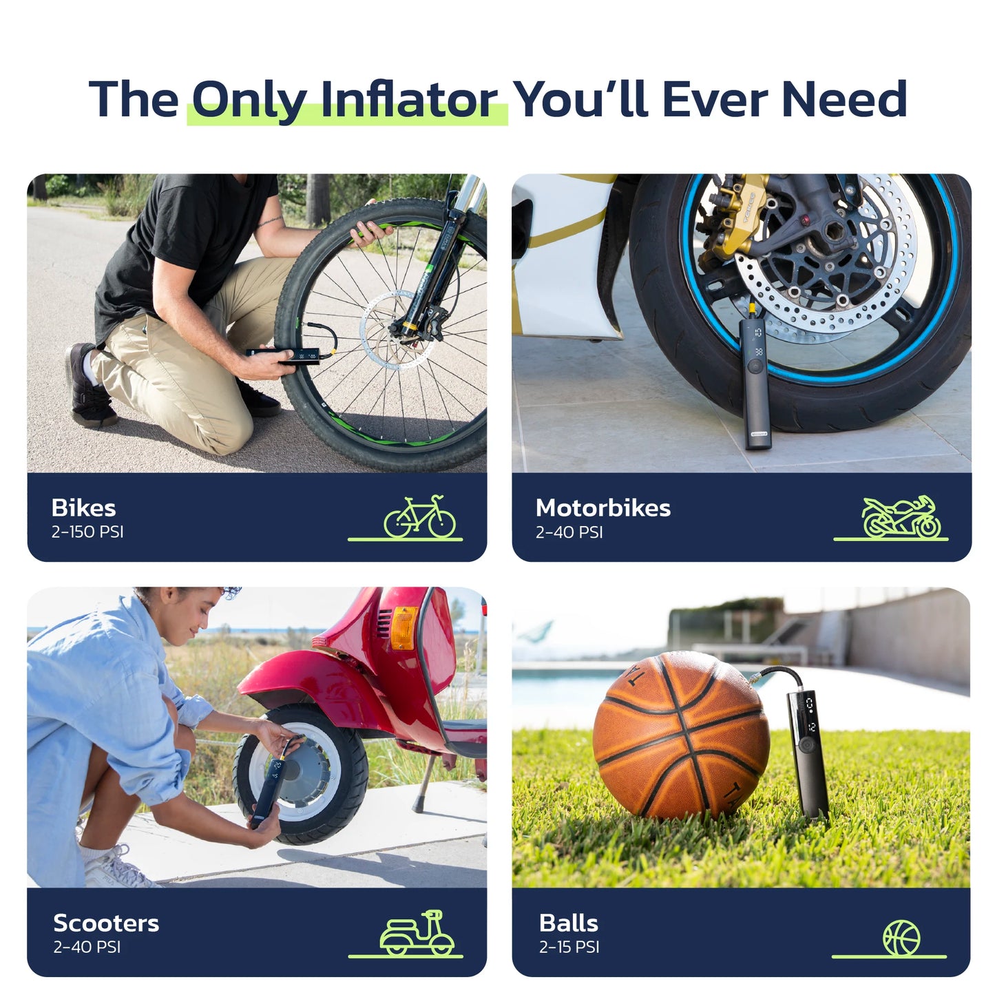 Woowind BP188 Electric Bike Pump Portable Tire Inflator with Digital Display 120 PSI - Wellness Outdoor Gear