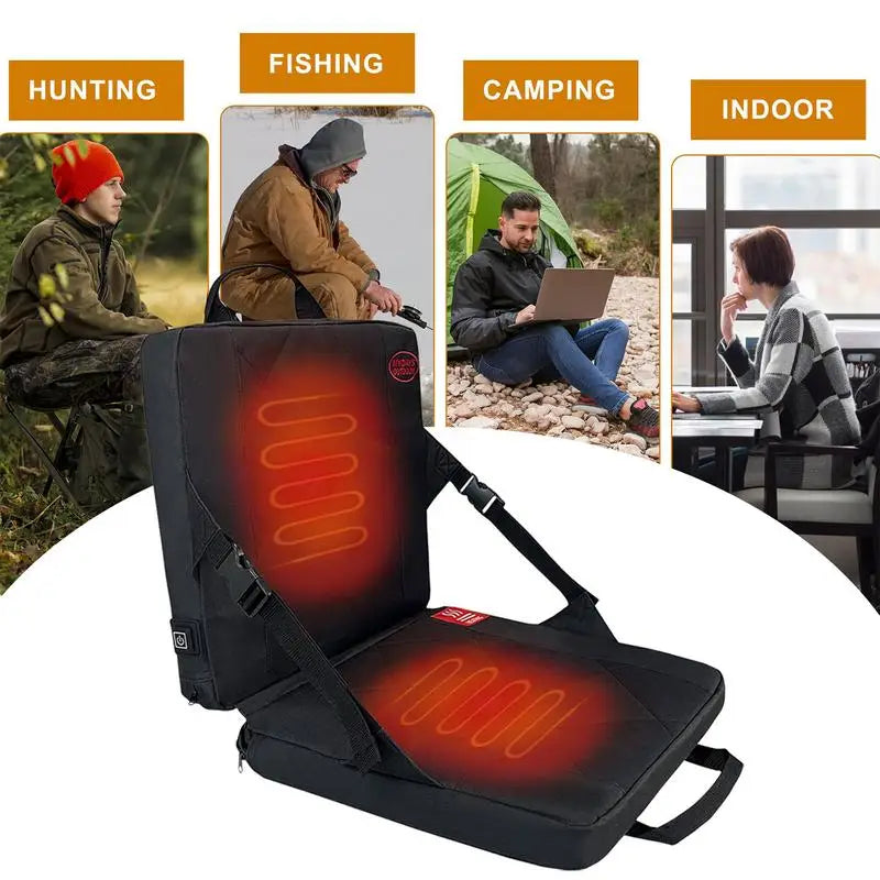 Portable Foldable Heated Stadium Seat Cushion with USB 3 Speed Temperature Control - Wellness Outdoor Gear