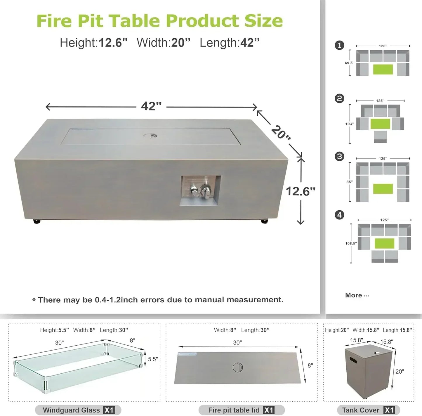 XMSJ Outdoor Propane Fire Pit Table 50,000 BTU Patio - Wellness Outdoor Gear