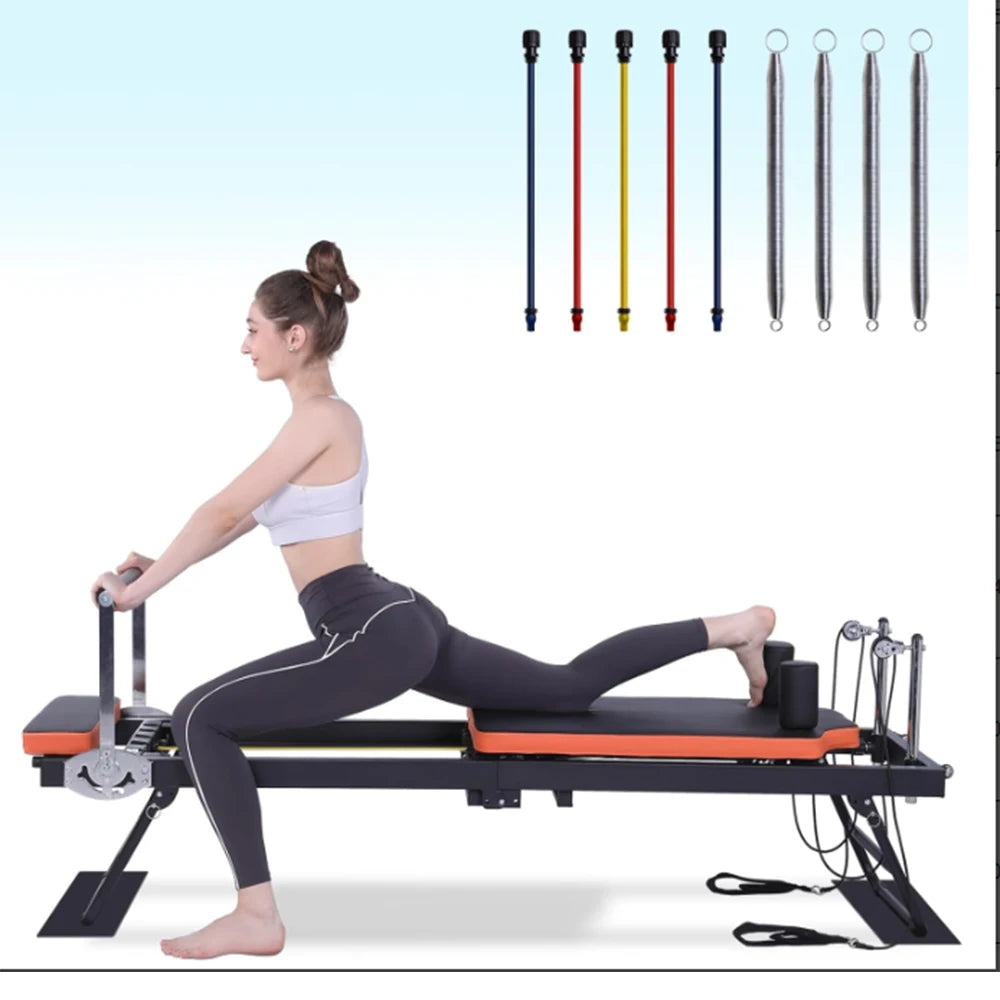 HiMISSHign Pilates Reformer Machine Foldable Home Gym Equipment