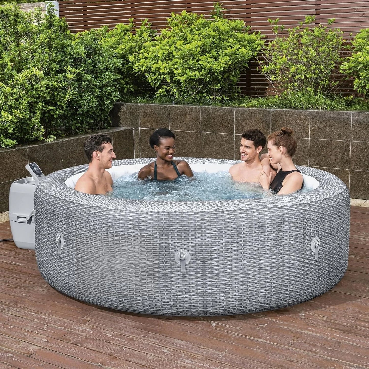 SaluSpa Sicily AirJet 7 Person Inflatable Hot Tub with 180 AirJets and Insulated Cover Gray - Wellness Outdoor Gear
