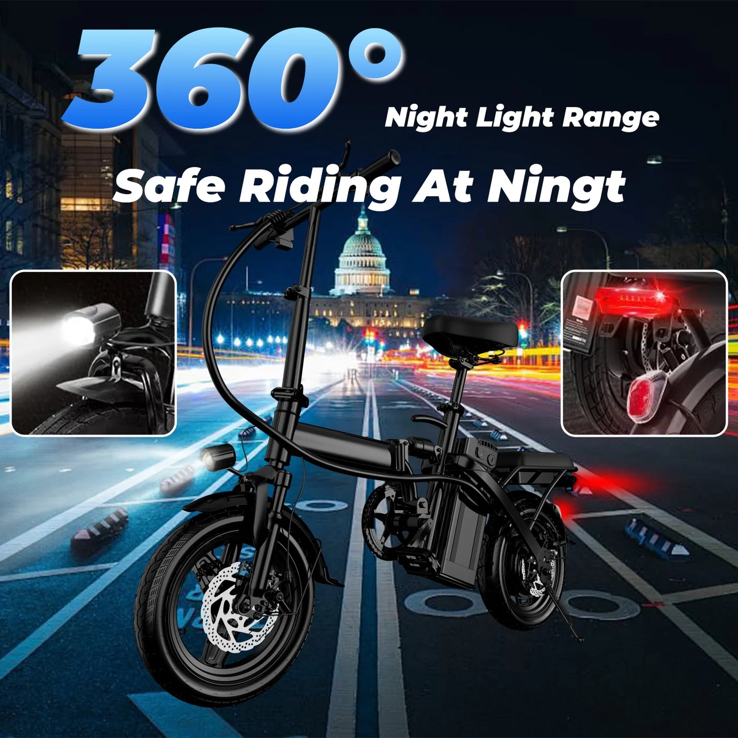 Lelekuai 500W Folding Electric Bike 20 MPH 48V Battery - Wellness Outdoor Gear