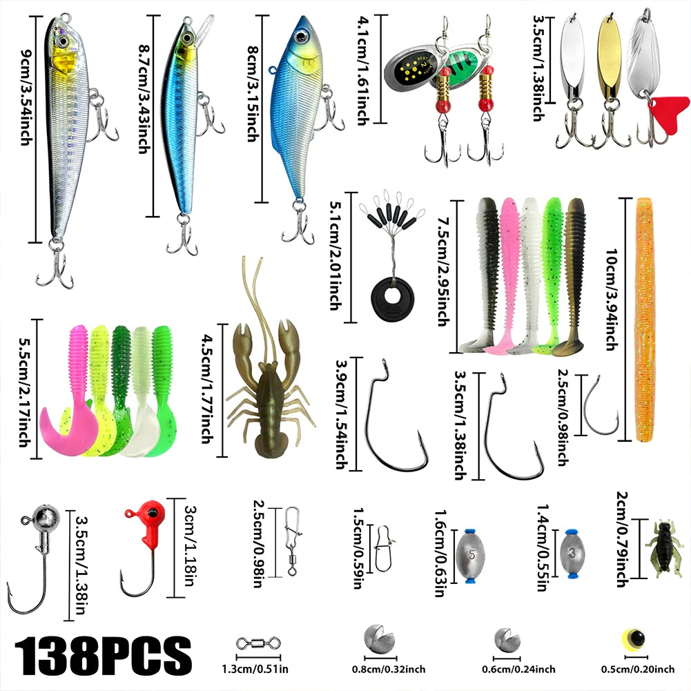 APWIKOGER Fishing Lure Set Soft And Hard Bait Kit Complete - Wellness Outdoor Gear