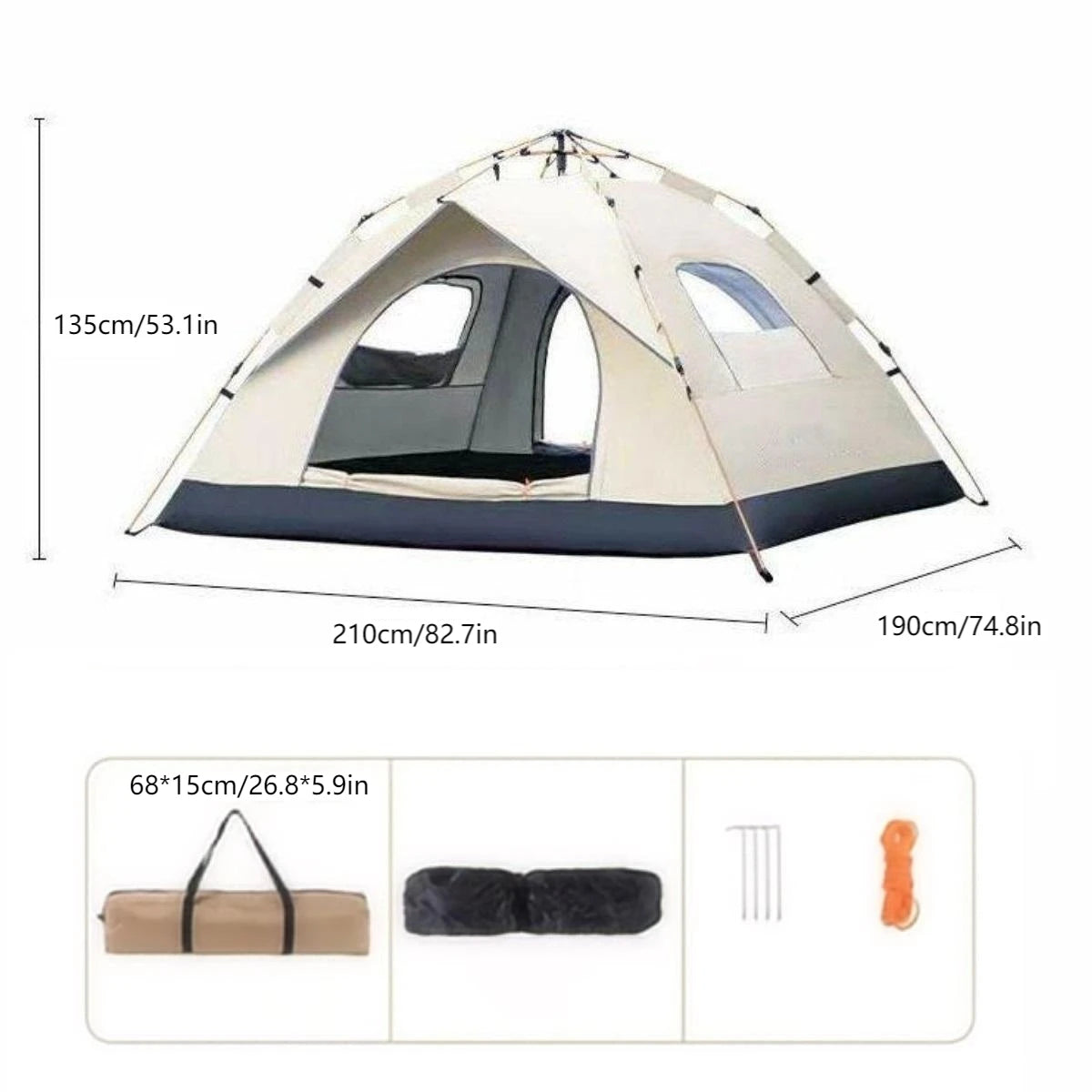 Outdoor Camping Tent Sunshade with Two Doors and Windows for Self-Driving Travel - Wellness Outdoor Gear