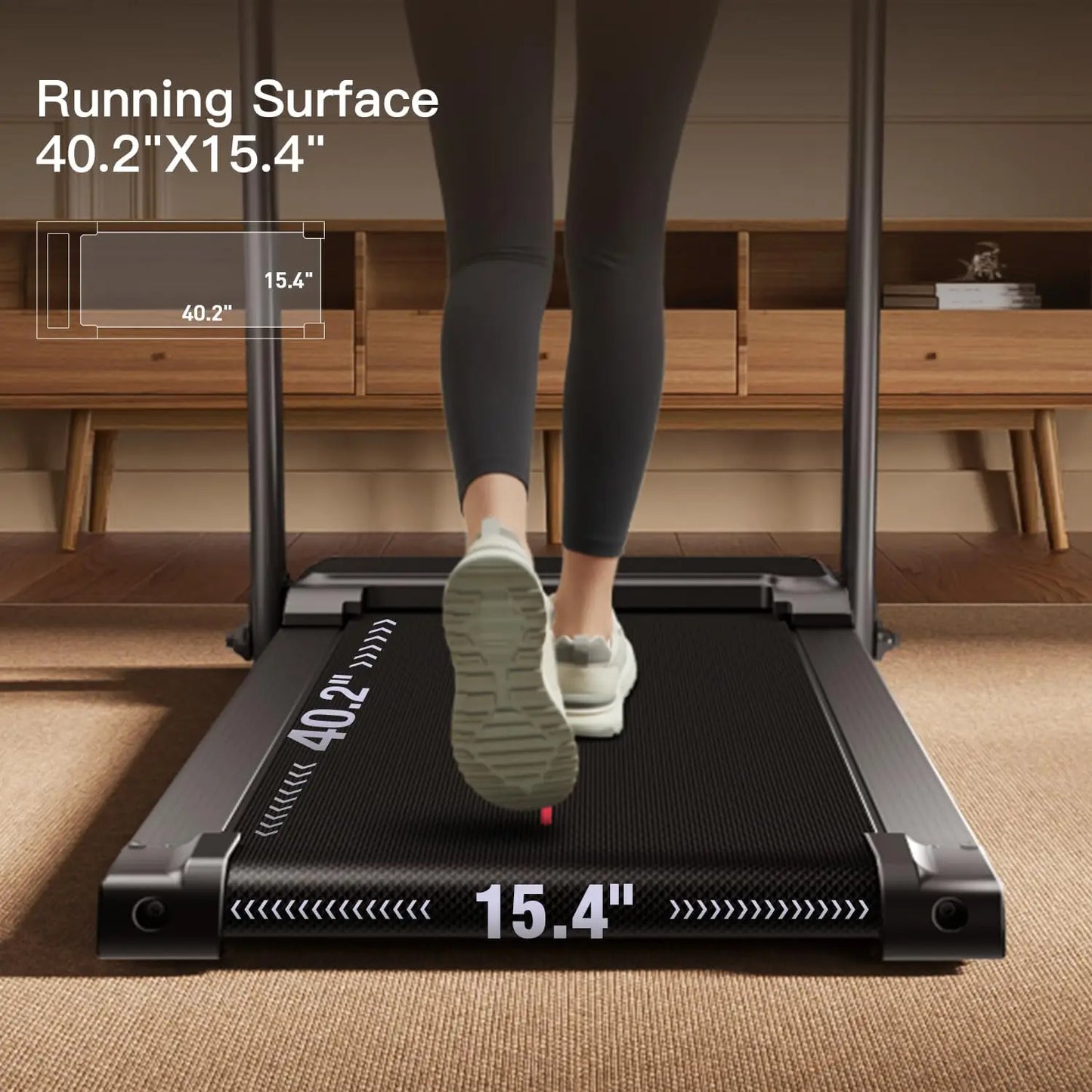 Home Folding Treadmill with Pulse Sensors and 2.5 HP Quiet Brushless Motor for Cardio - Wellness Outdoor Gear