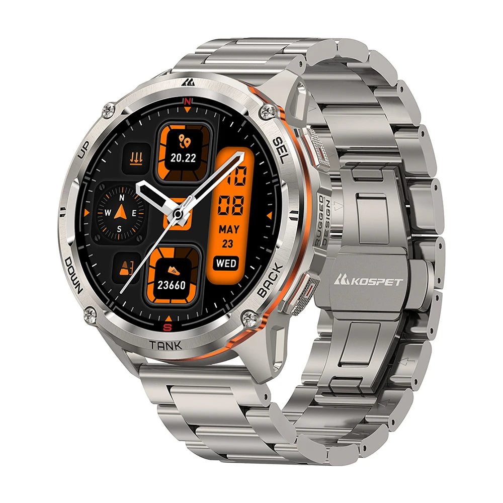 KOSPET Tank T3 Ultra GPS Smart Watch for Men with Compass and Altimeter 5ATM Waterproof - Wellness Outdoor Gear