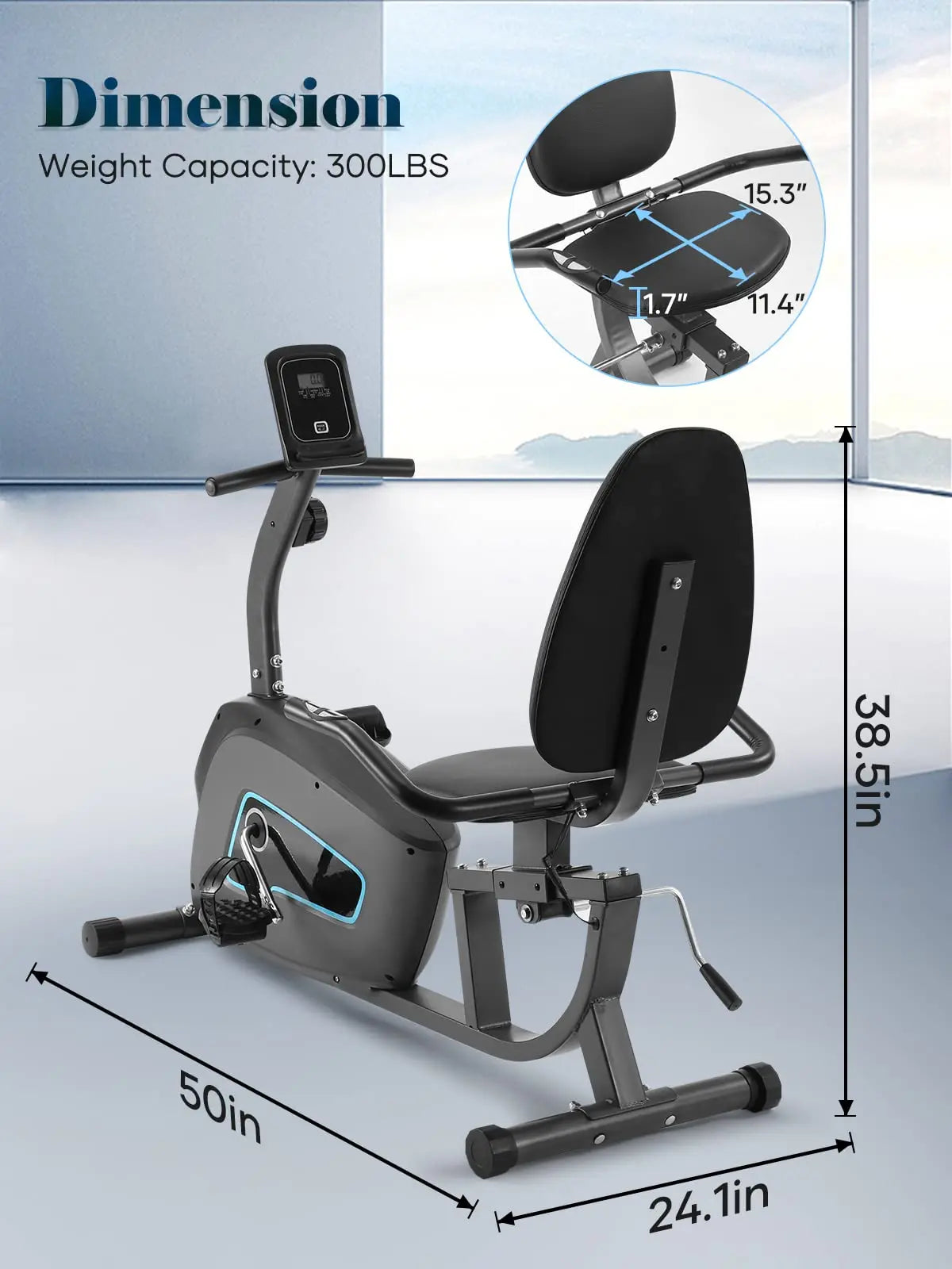 Recumbent Exercise Bike for Home with Adjustable Seat and 8 Resistance Levels - Wellness Outdoor Gear