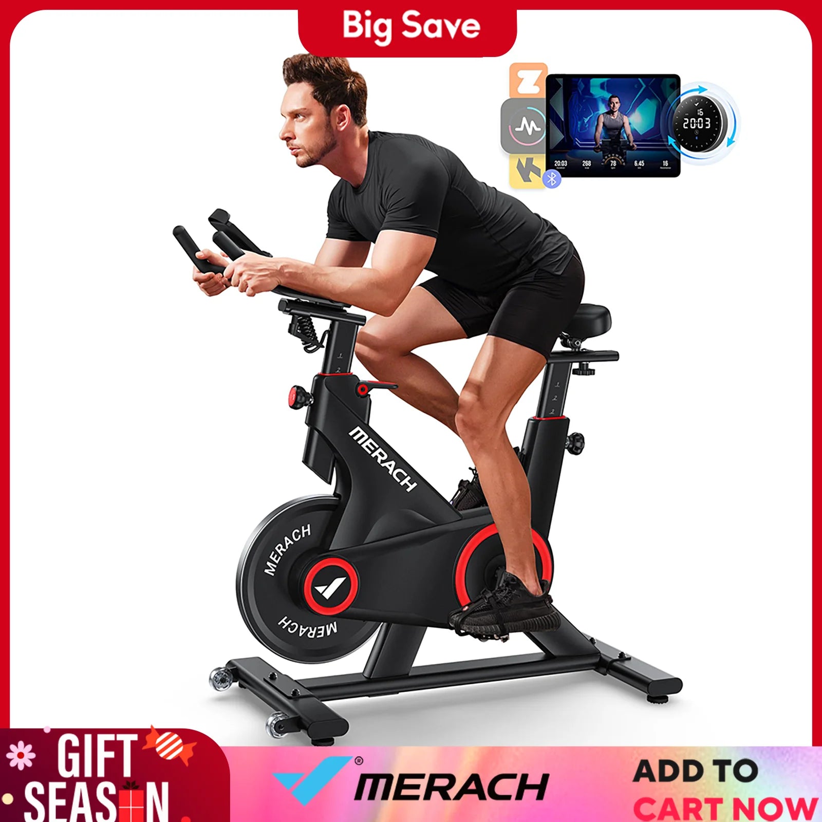 MERACH Indoor Exercise Bike with Bluetooth Resistance and APP Data Tracking - Wellness Outdoor Gear