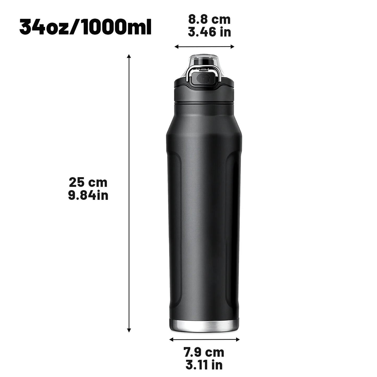 32 Oz Double Vacuum Insulated Water Bottle with Lid Straw and Carry Rope for Travel - Wellness Outdoor Gear