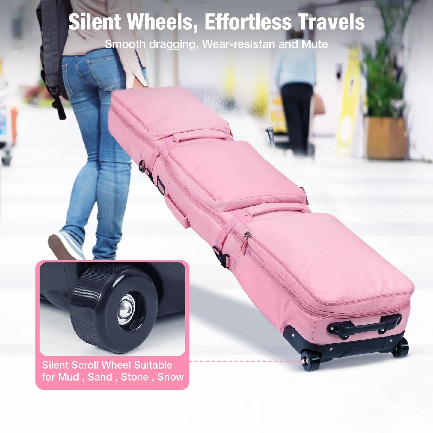 Warmounts Ski Bag With Rolling Wheels Waterproof Storage - Wellness Outdoor Gear