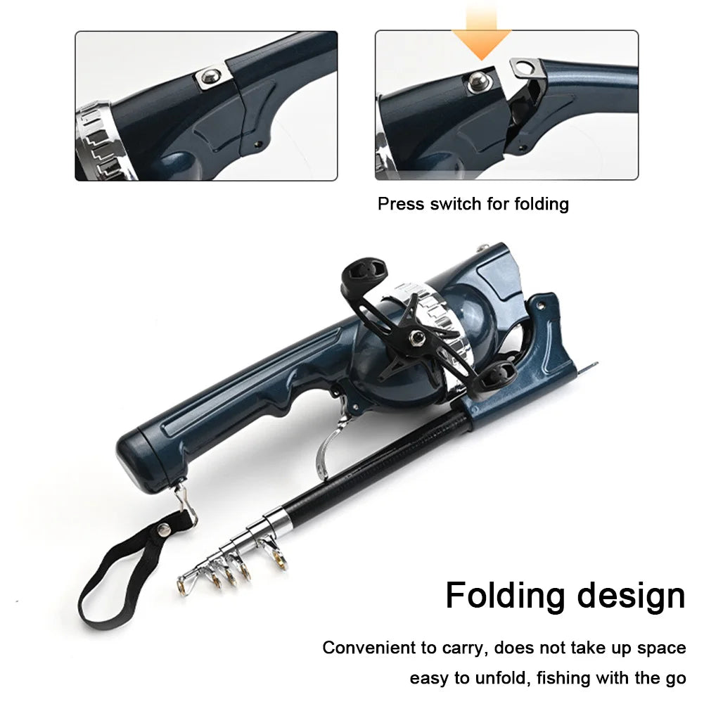 Portable Folding Fishing Rod Telescopic Carbon Fiber Pole with Reel for Outdoor Fishing - Wellness Outdoor Gear
