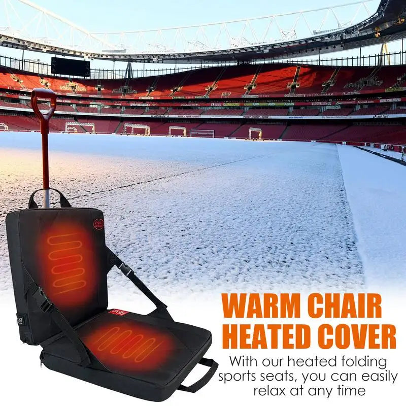 Portable Foldable Heated Stadium Seat Cushion with USB 3 Speed Temperature Control - Wellness Outdoor Gear