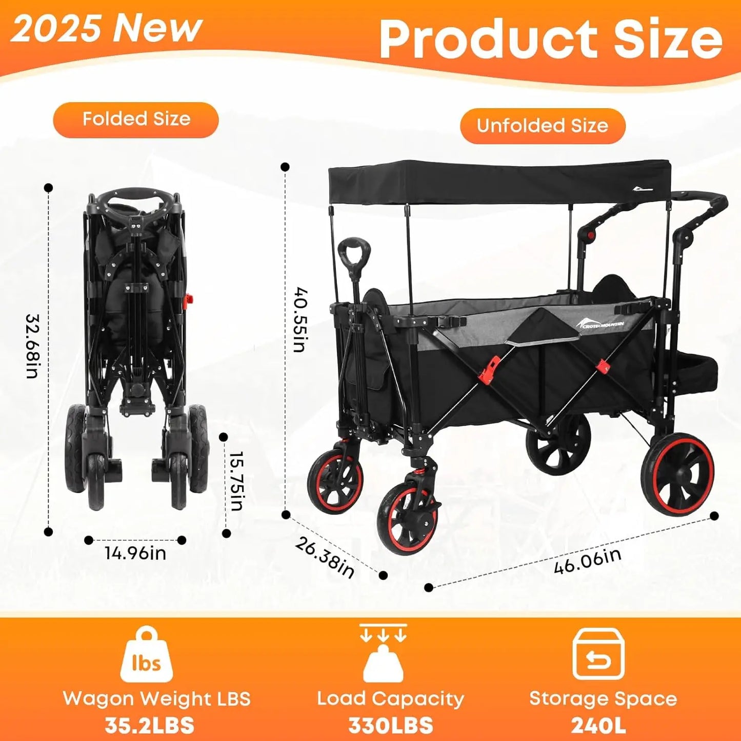 Electric Collapsible Wagon Heavy Duty Beach Cart With Wheels - Wellness Outdoor Gear