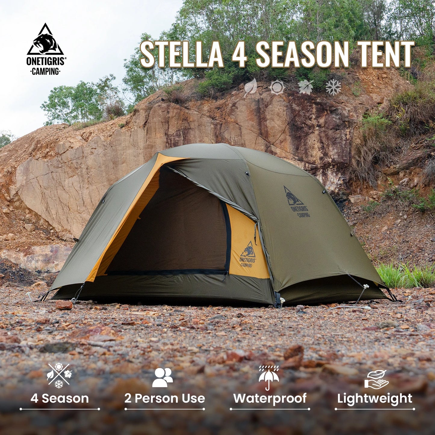 OneTigris Stella AllSeason 2 Person CampingAdventure Tent Waterproof Outdoor Gear - Wellness Outdoor Gear