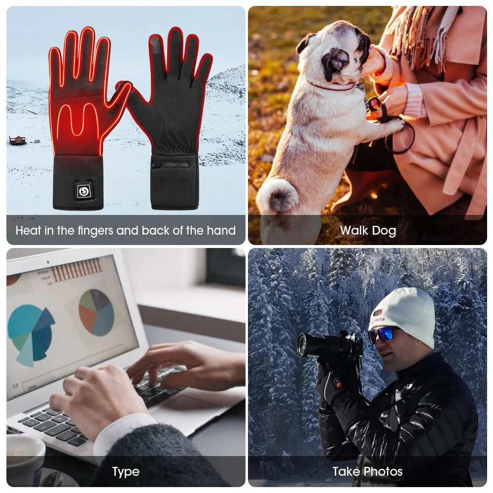 Savior Winter Heated Gloves Goatskin Leather 3 Gears - Wellness Outdoor Gear