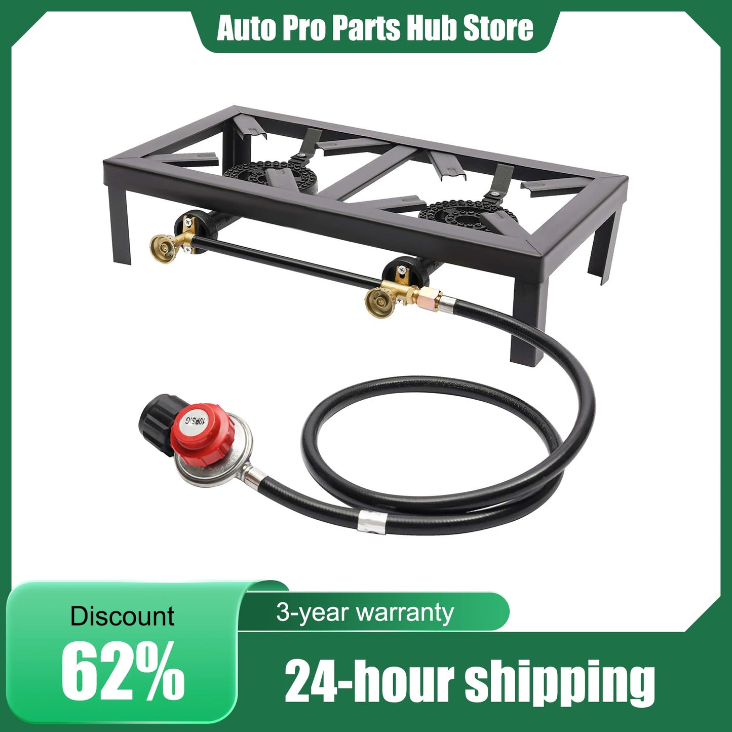 Portable Propane Camp Stove 2 Burner Cast Iron LPG Cooker For Outdoor Cooking