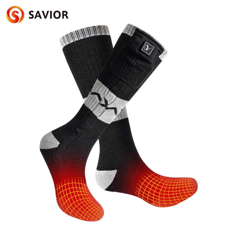 Savior Heat Battery Electric Heated Socks for Men and Women Winter Sports Rechargeable Warmth - Wellness Outdoor Gear