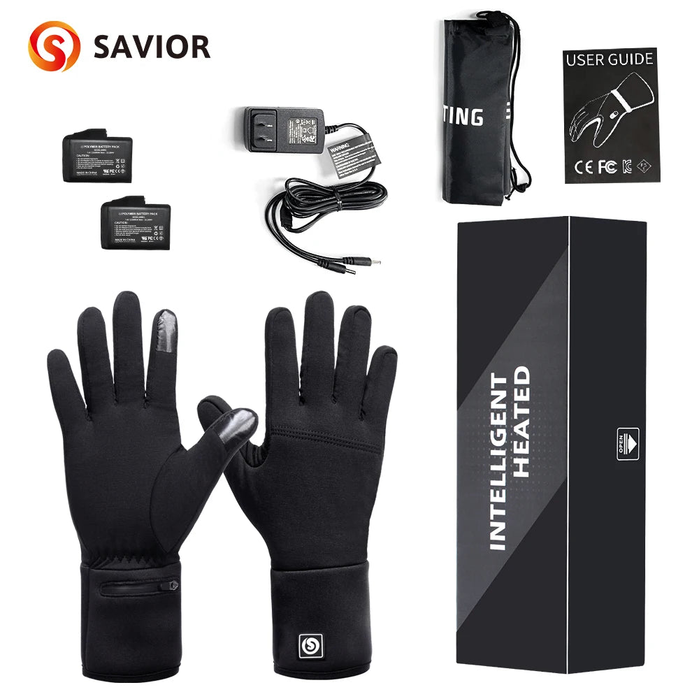 Savior Winter Heated Gloves Goatskin Leather 3 Gears - Wellness Outdoor Gear