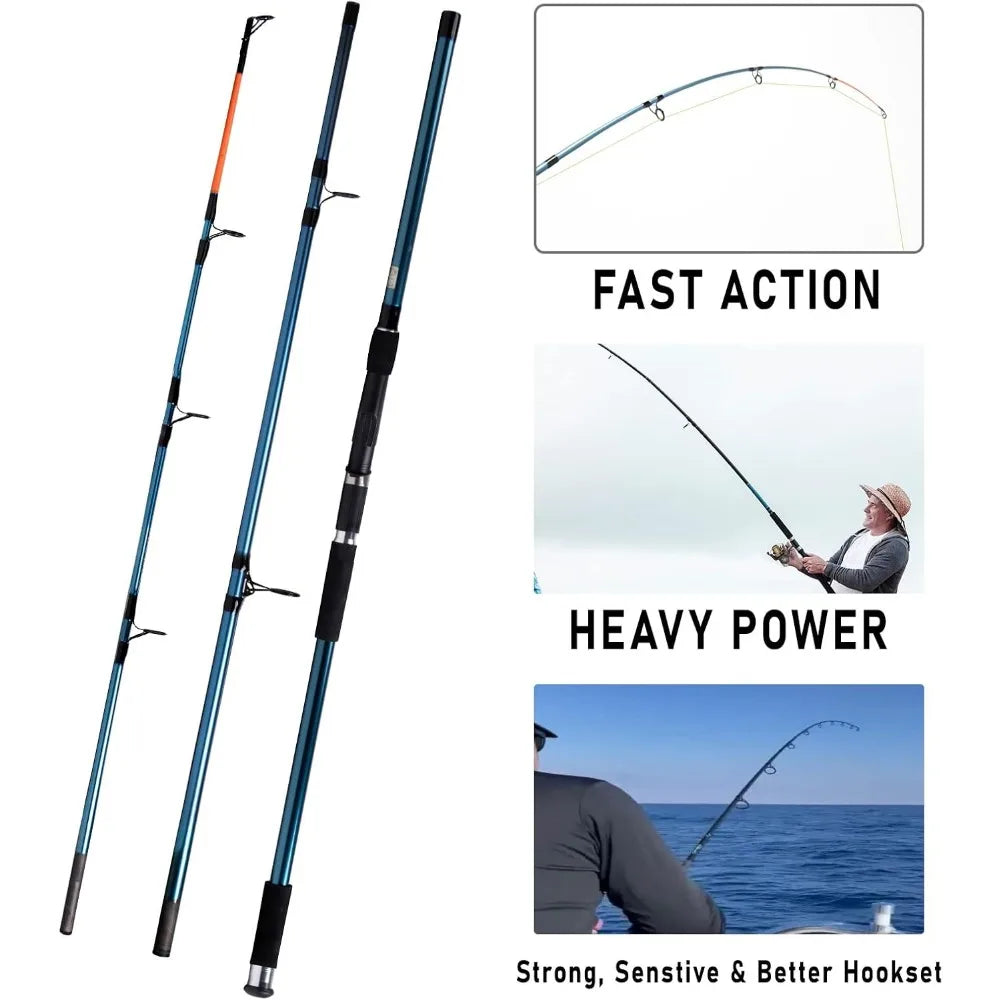 Surf Rod and Reel Combination for Saltwater Fishing with 50Lb Braided Line and Gear Set - Wellness Outdoor Gear
