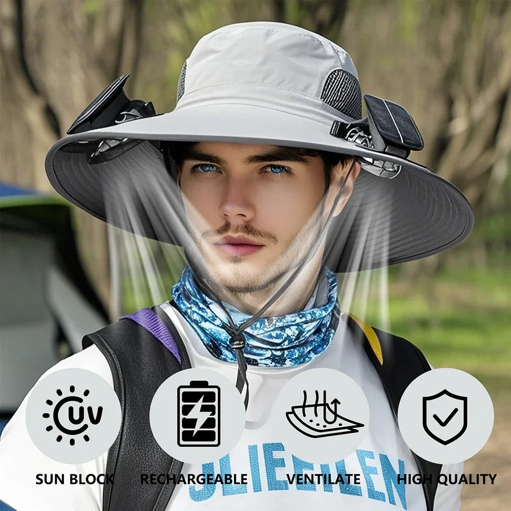 APWIKOGERCN Solar Fan Hat Wide Brim UV Protection For Men - Wellness Outdoor Gear
