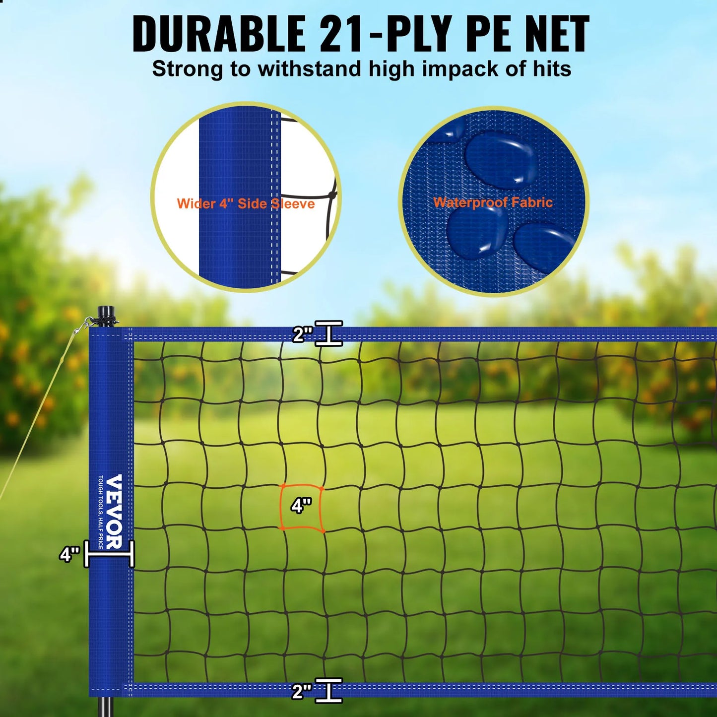 Portable Adjustable Volleyball Net System with Steel Poles and Carrying Bag for Outdoor Fun - Wellness Outdoor Gear
