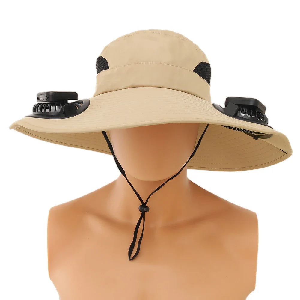 APWIKOGERCN Solar Fan Hat Wide Brim UV Protection For Men - Wellness Outdoor Gear