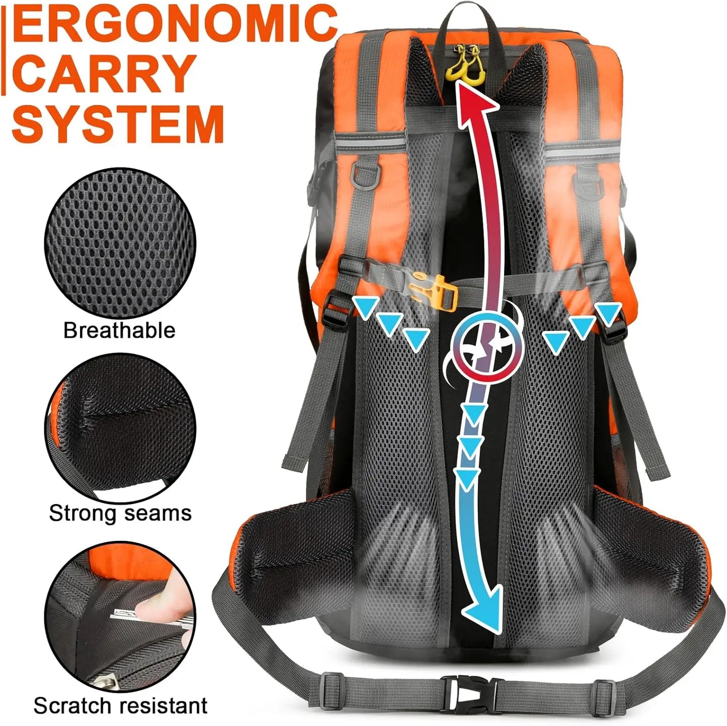 Waterproof 50L Hiking Backpack Lightweight Travel Pack with Rain Cover for Outdoor Adventures - Wellness Outdoor Gear