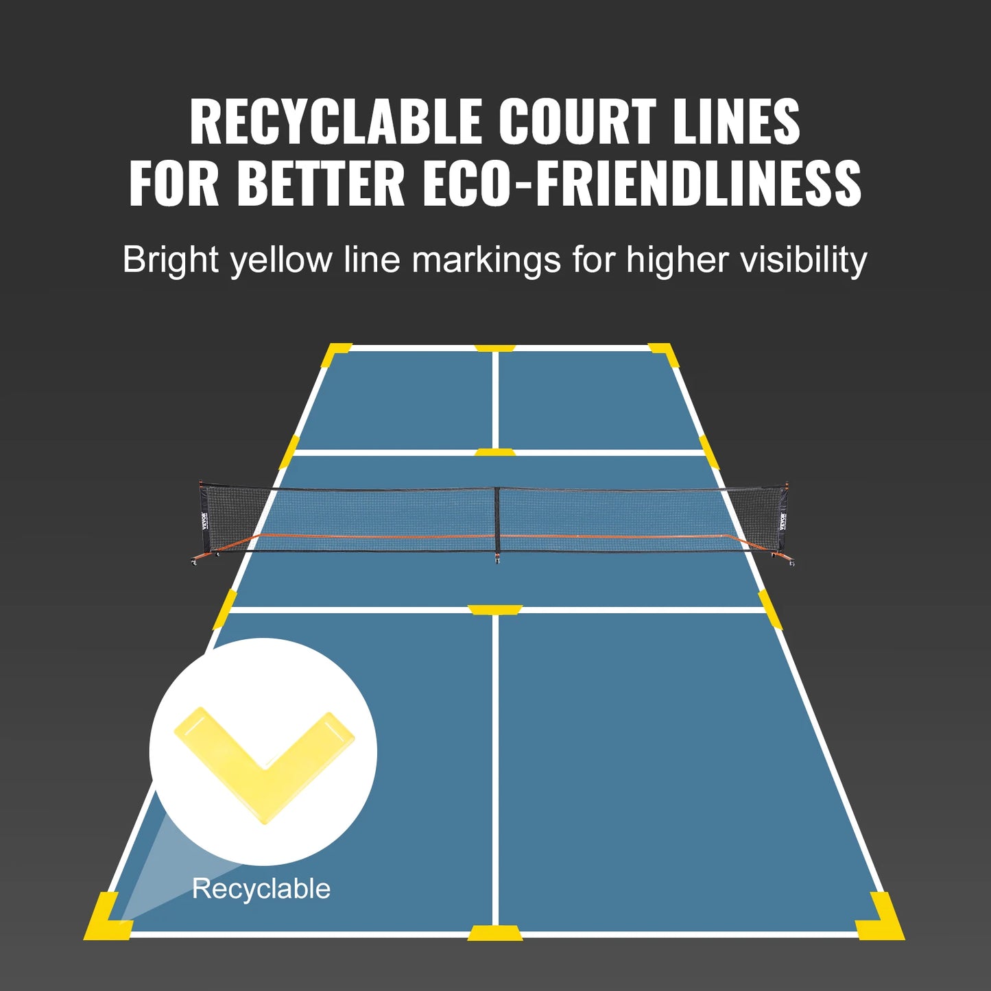 VEVOR Portable Pickleball Net System 22FT Official Size Indoor Outdoor with Court Line - Wellness Outdoor Gear
