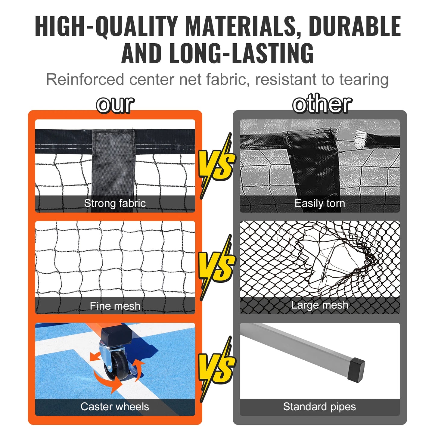 VEVOR Portable Pickleball Net System 22FT Official Size Indoor Outdoor with Court Line - Wellness Outdoor Gear