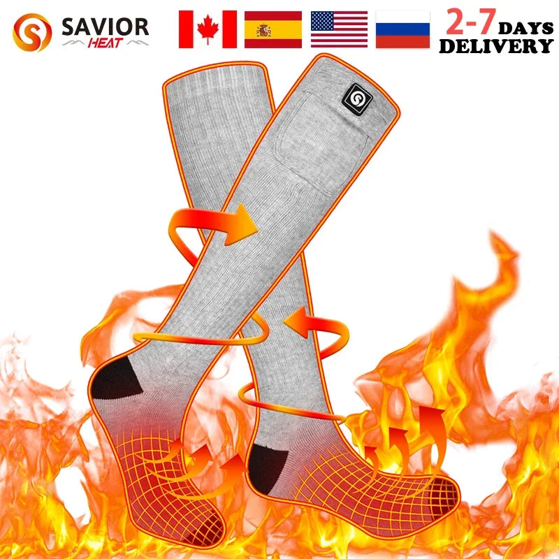 Savior Heat Battery Electric Heated Socks for Men and Women Winter Sports Rechargeable Warmth - Wellness Outdoor Gear