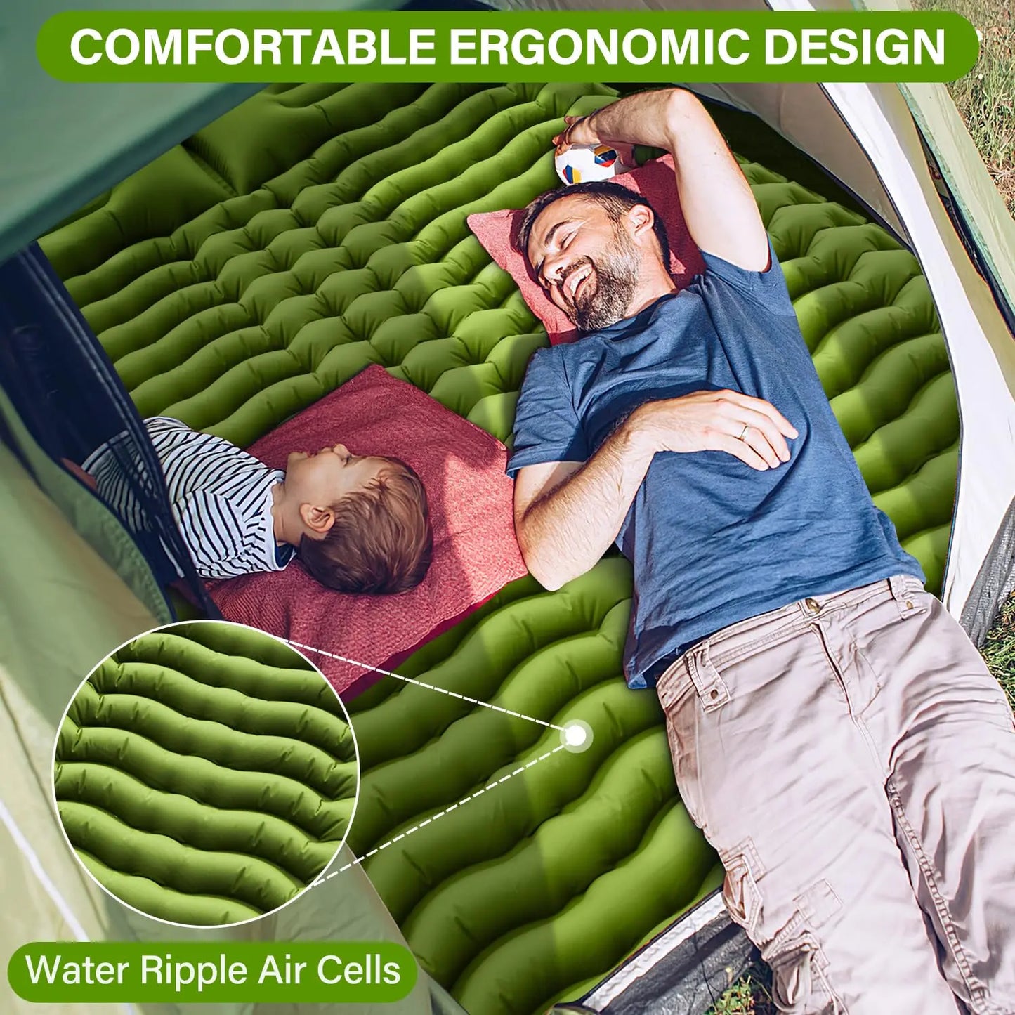 West Tune Double Sleeping Pad With Pillow Built In Pump - Wellness Outdoor Gear