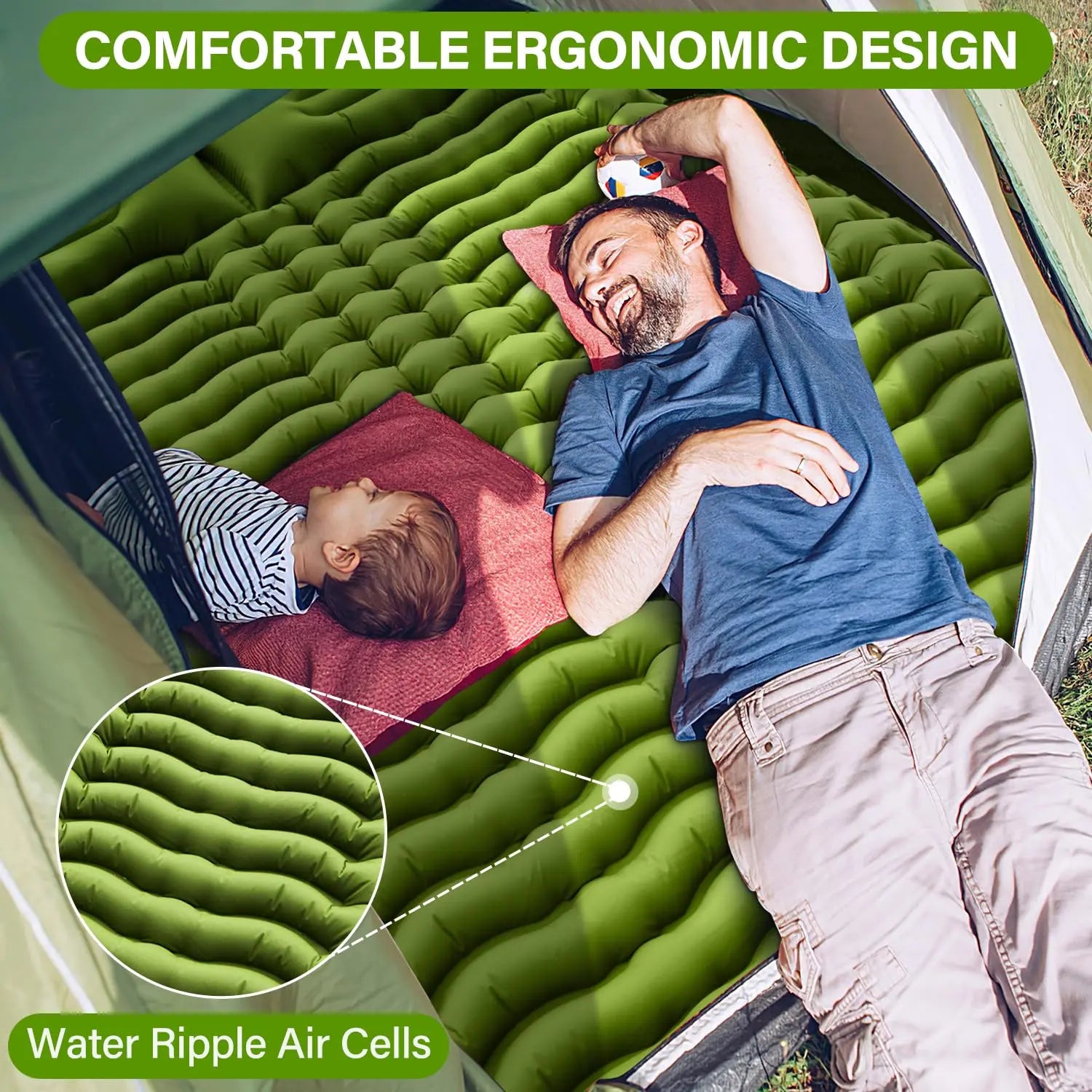 West Tune Double Sleeping Pad With Pillow Built In Pump - Wellness Outdoor Gear
