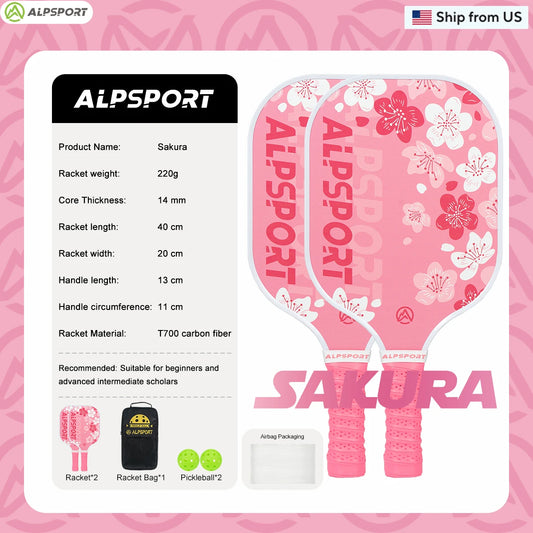 ALPSPORT Sakura USAPA T700 Pickleball Paddle With Free Balls - Wellness Outdoor Gear