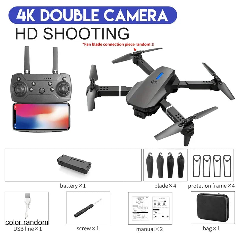 E88Pro 4K RC Drone With 1080P Dual HD Camera And 3 Batteries For Aerial Photography - Wellness Outdoor Gear