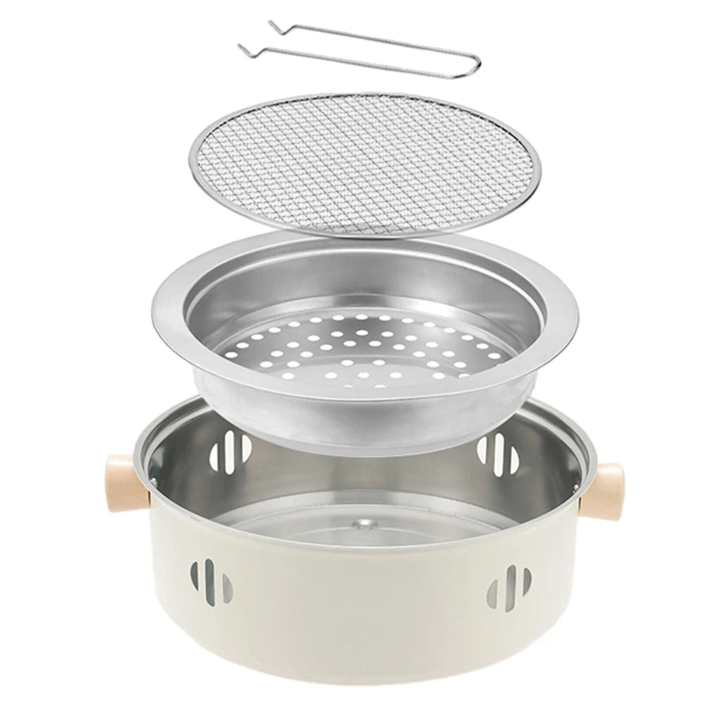 Portable Charcoal BBQ Grill With Grill Net Outdoor Stove - Wellness Outdoor Gear