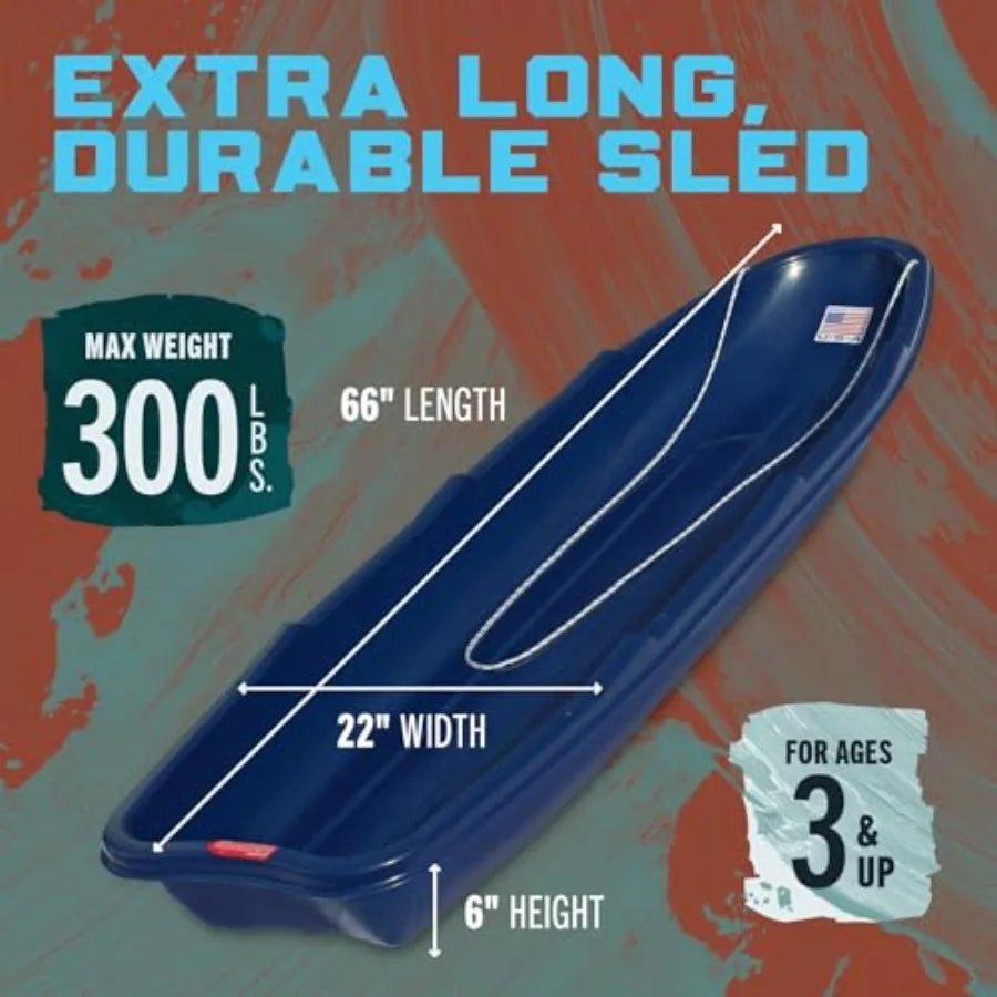 XMSJ Winter Trek Heavy Duty Plastic Toboggan Sled For Snow