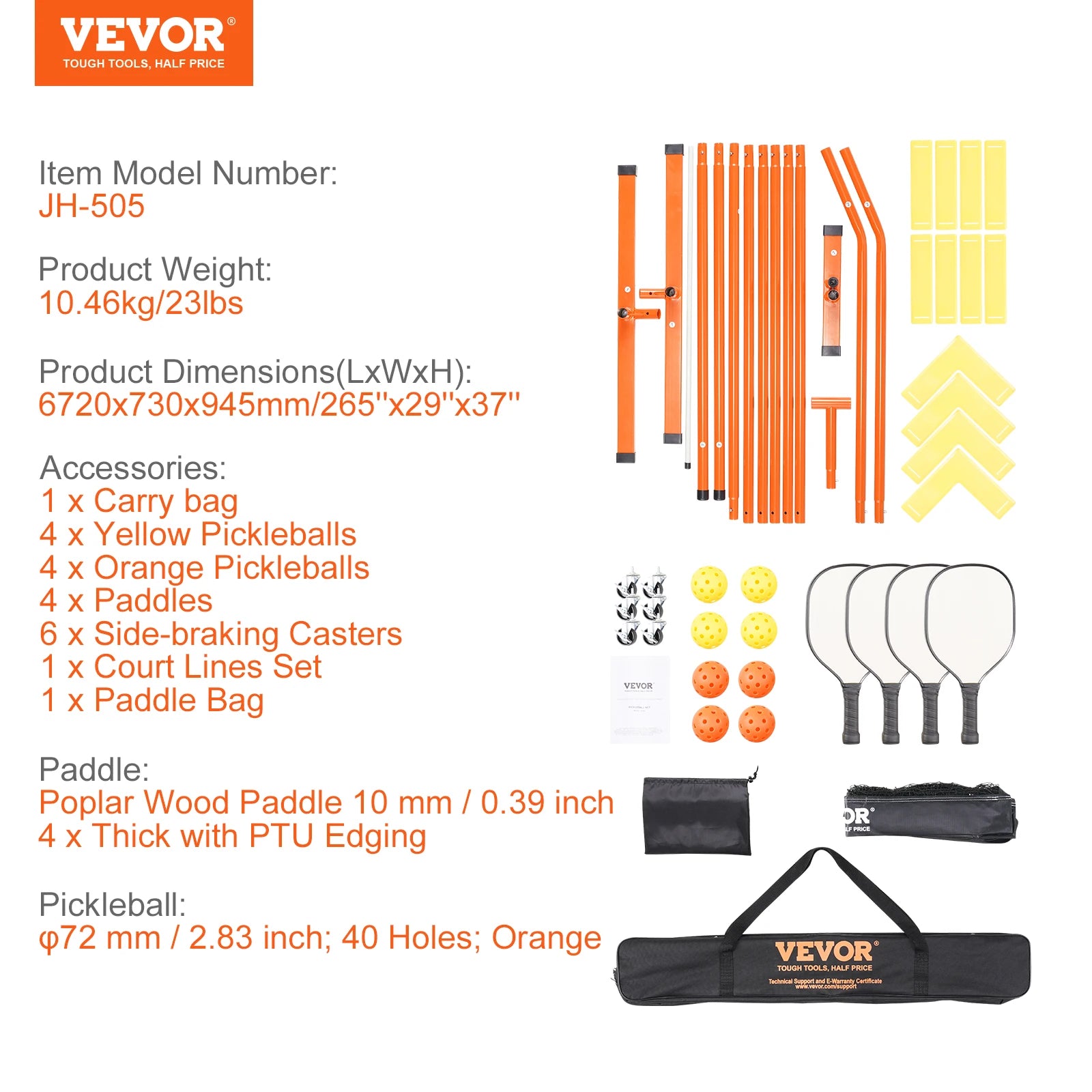 VEVOR Portable Pickleball Net System for Indoor Outdoor Play - Wellness Outdoor Gear
