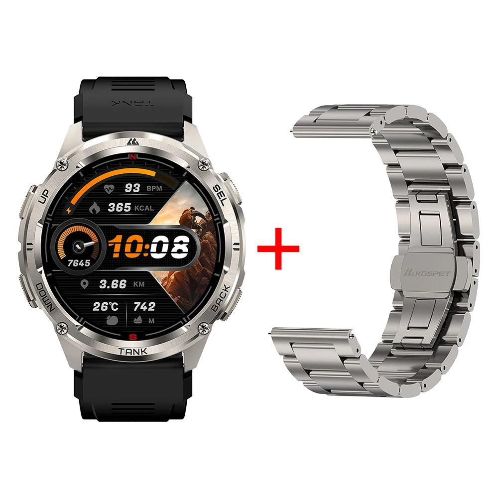 KOSPET Tank T3 Ultra GPS Smart Watch for Men with Compass and Altimeter 5ATM Waterproof - Wellness Outdoor Gear