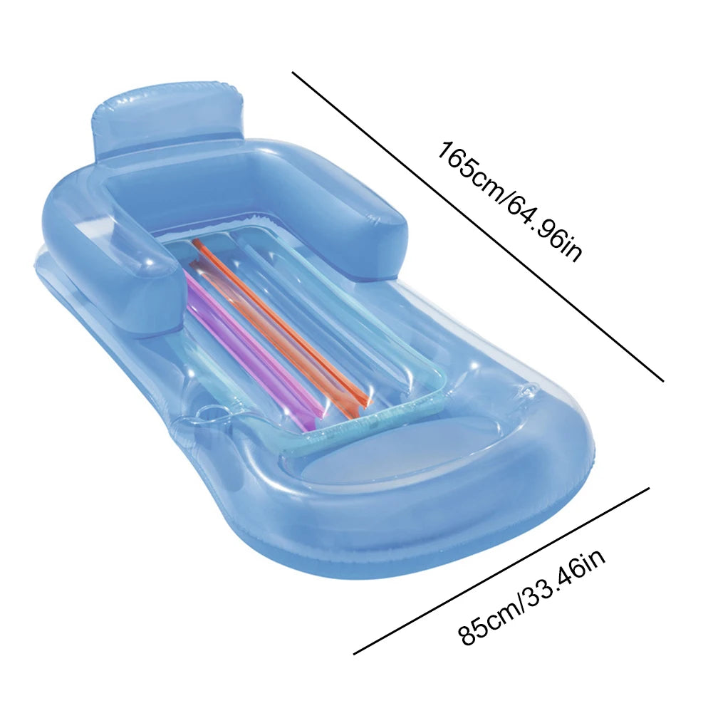 Inflatable Water Sports Floating Seat Portable Summer Swim Float with Backrest and Cup Holder - Wellness Outdoor Gear