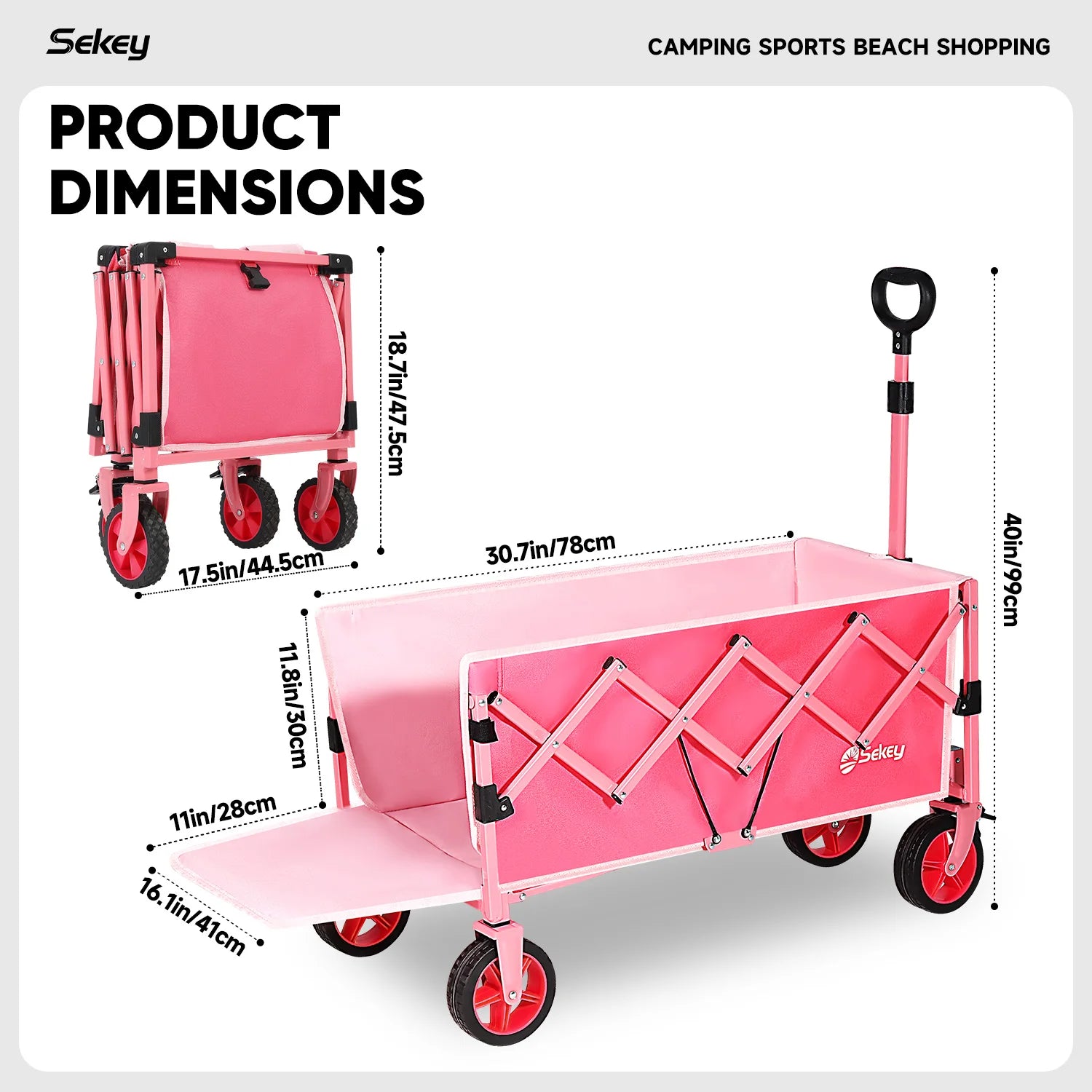 52 Inch Extender Folding Collapsible Wagon Cart Lightweight Heavy Duty 330 Pounds Capacity - Wellness Outdoor Gear