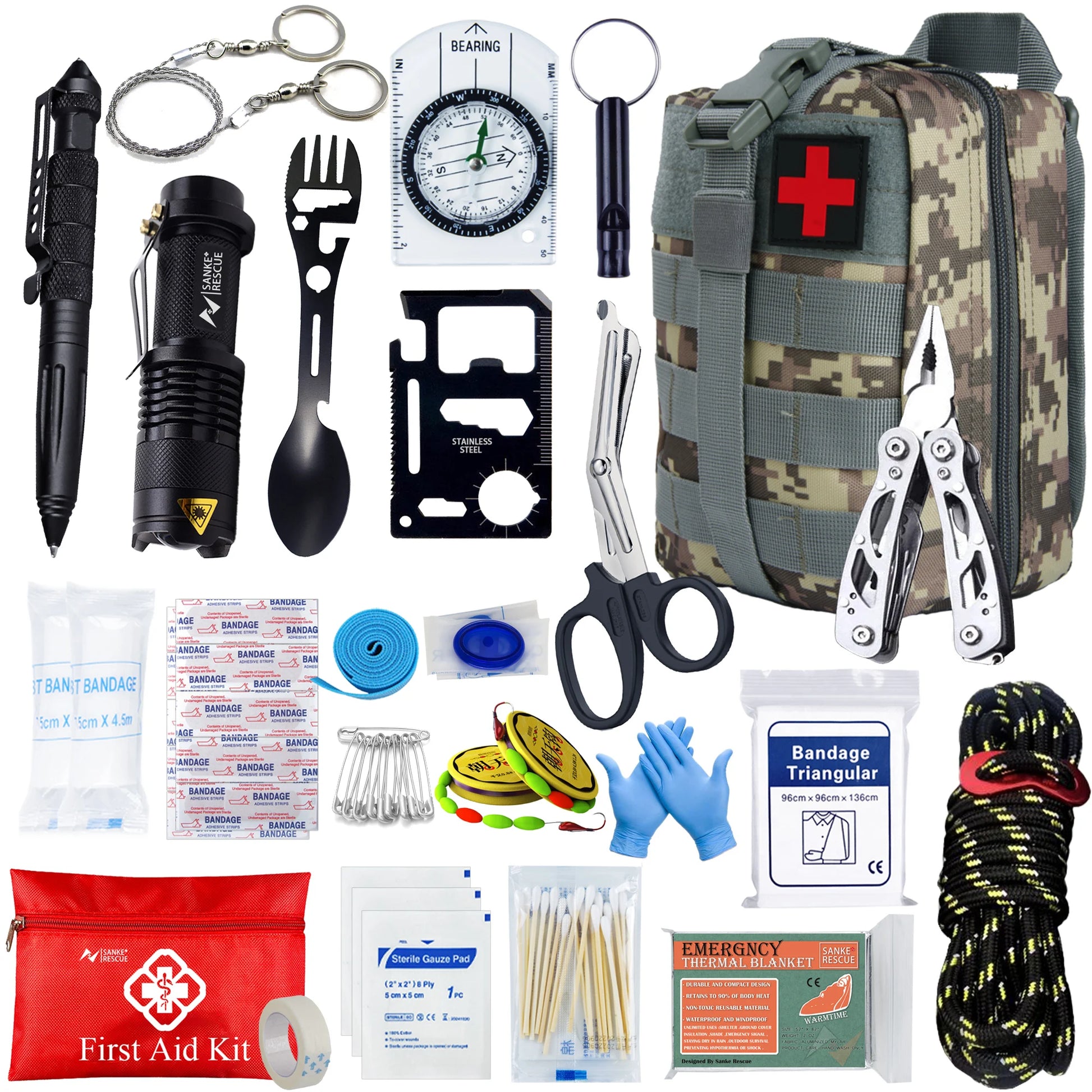 Tactical First Aid Kit Emergency Survival Kit Medical Bag EDC Pouch for Camping and Car - Wellness Outdoor Gear