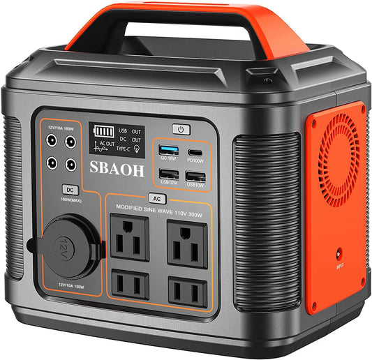 SBAOH Portable Power Station 300W 296Wh Solar Generator - Wellness Outdoor Gear