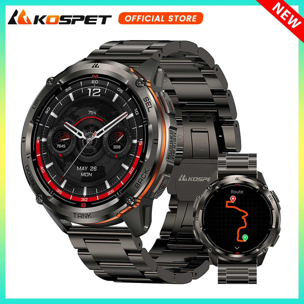 KOSPET Tank T3 Ultra GPS Smart Watch for Men with Compass and Altimeter 5ATM Waterproof - Wellness Outdoor Gear