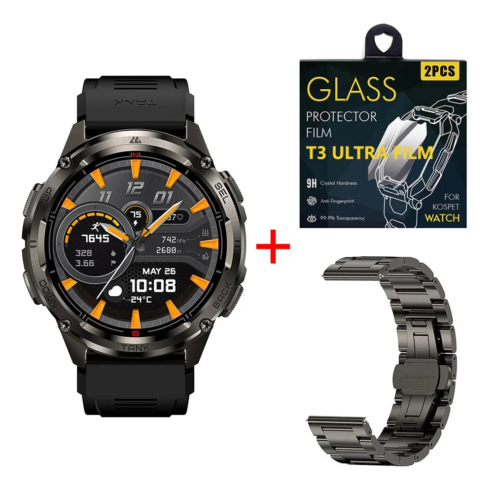 KOSPET Tank T3 Ultra GPS Smart Watch for Men with Compass and Altimeter 5ATM Waterproof - Wellness Outdoor Gear
