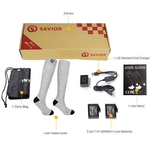 Snow Deer Winter Heated Socks Rechargeable Battery Foot Warmer