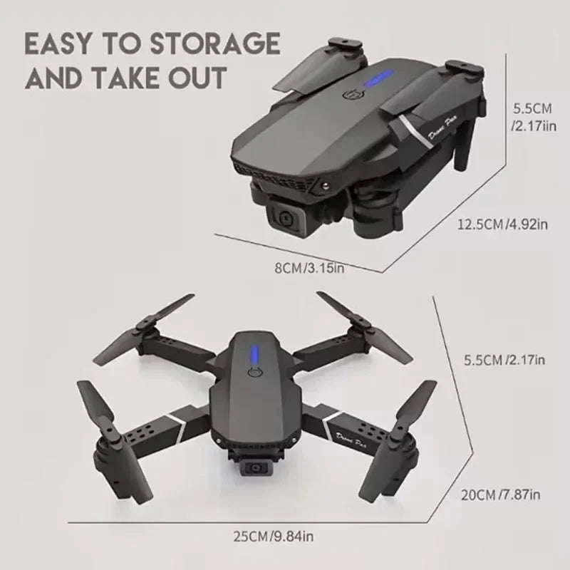 E88Pro 4K RC Drone With 1080P Dual HD Camera And 3 Batteries For Aerial Photography - Wellness Outdoor Gear