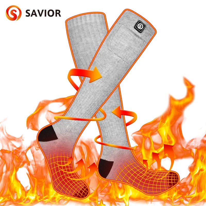 Savior Heat Battery Electric Heated Socks for Men and Women Winter Sports Rechargeable Warmth - Wellness Outdoor Gear