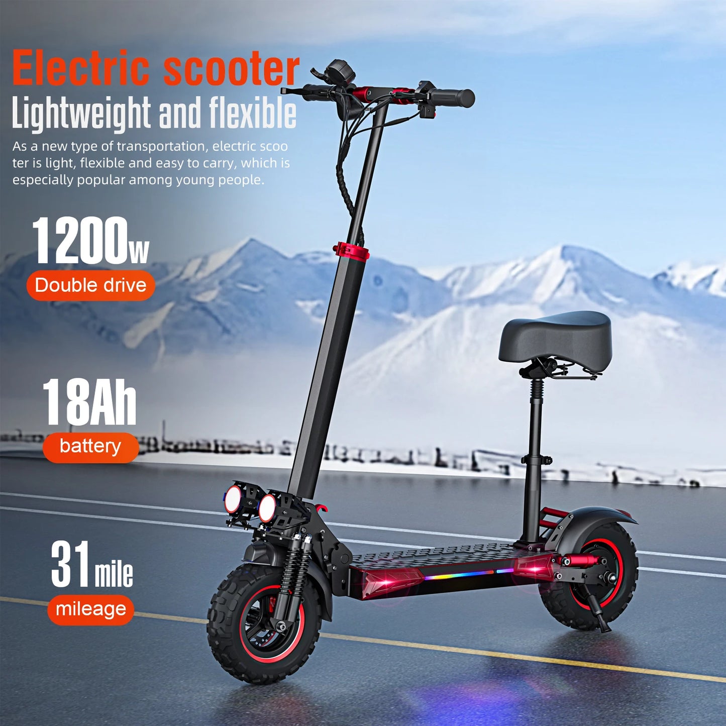 E-Scooter J11MAX Foldable Waterproof Electric Scooter with 11 Inch Off-Road Tires - Wellness Outdoor Gear