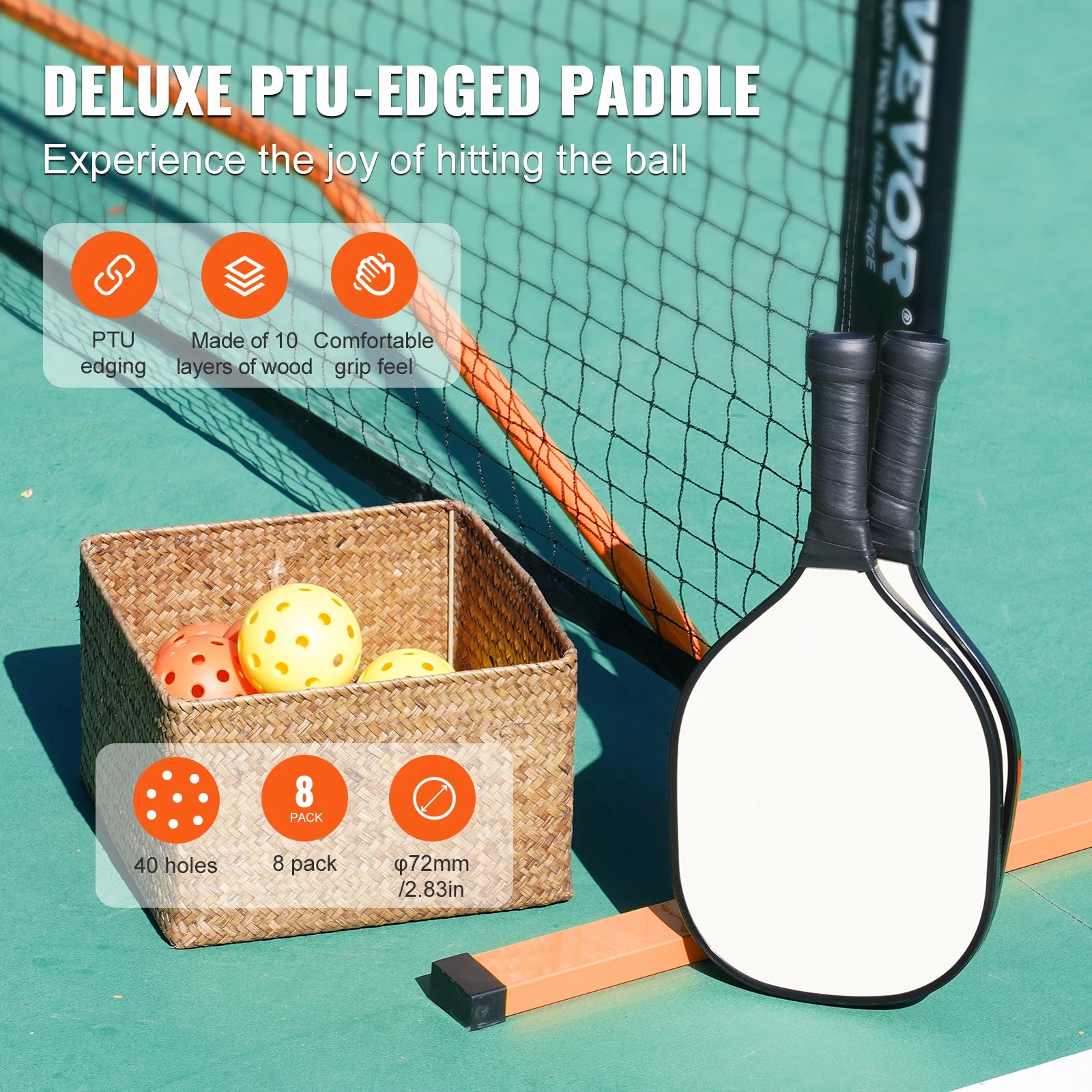 VEVOR Portable Pickleball Net System 22FT Official Size Indoor Outdoor with Court Line - Wellness Outdoor Gear