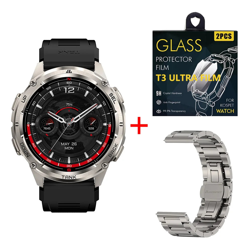 KOSPET Tank T3 Ultra GPS Smart Watch for Men with Compass and Altimeter 5ATM Waterproof - Wellness Outdoor Gear